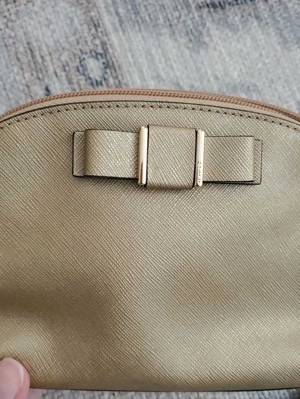 NWOT Coach Gold Metallic Bow Cosmetic Zip Accessory Case Bag